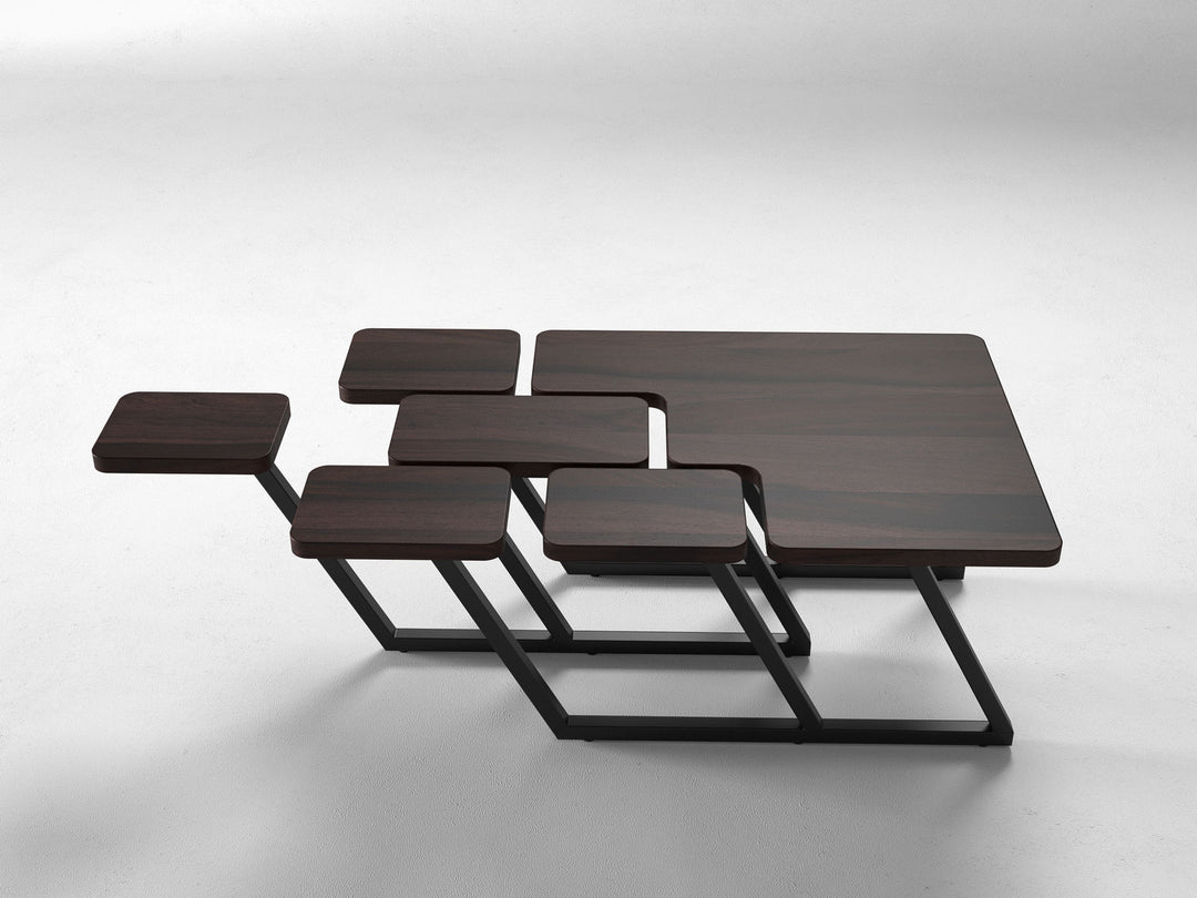 Coffee table, solid sheesham wood and steel