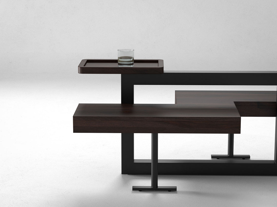 Coffee table, solid sheesham wood and steel