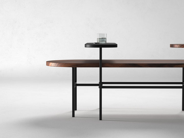 Coffee table, solid sheesham wood and steel