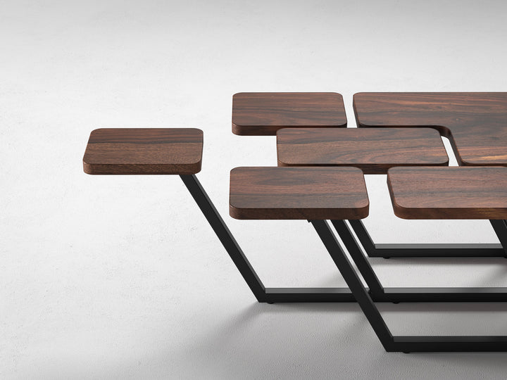 Coffee table, solid sheesham wood and steel