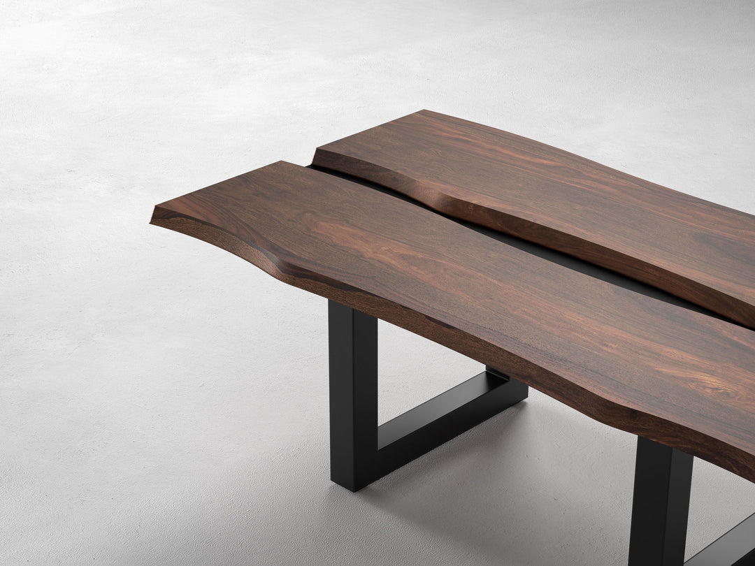 Coffee table, solid sheesham wood and steel