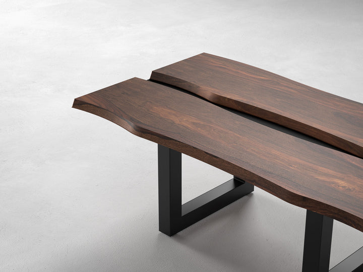 Coffee table, solid sheesham wood and steel