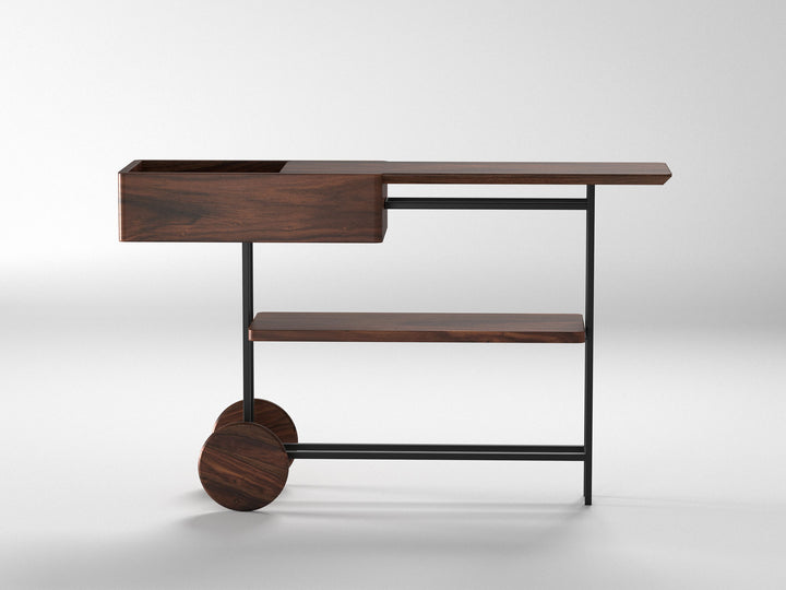 Console table, solid sheesham wood and steel