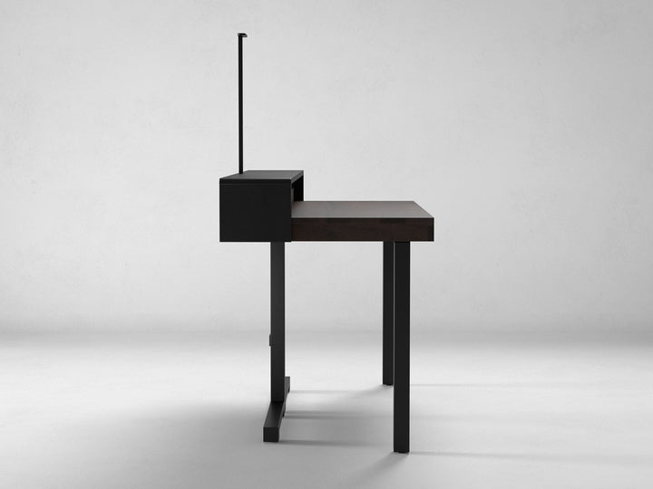 Desk, solid sheesham wood and steel, 1 drawer