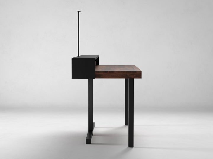 Desk, solid sheesham wood and steel, 1 drawer