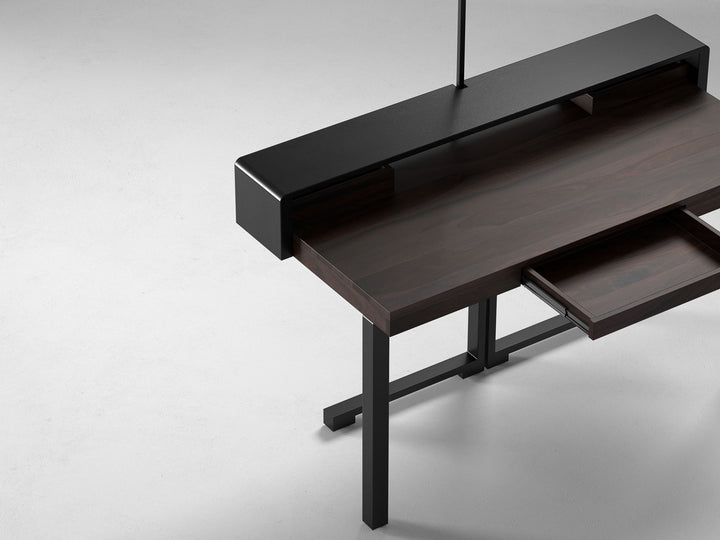 Desk, solid sheesham wood and steel, 1 drawer