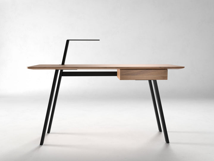 Desk, solid acacia wood and steel, 1 drawer