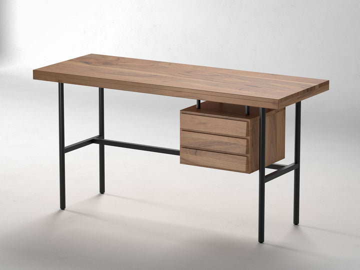 Desk, solid acacia wood and steel, 1 drawer
