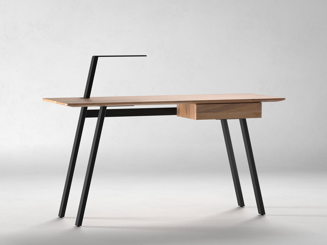 Desk, solid acacia wood and steel, 1 drawer