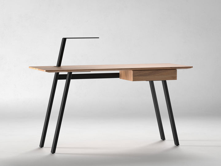 Desk, solid acacia wood and steel, 1 drawer