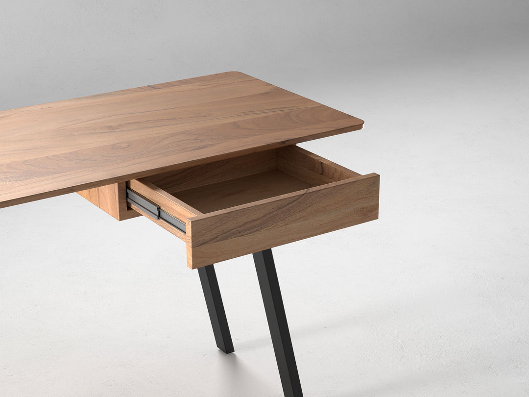 Desk, solid acacia wood and steel, 1 drawer