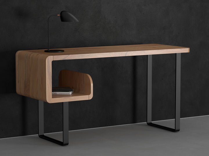 Desk made of solid acacia wood and carbon steel