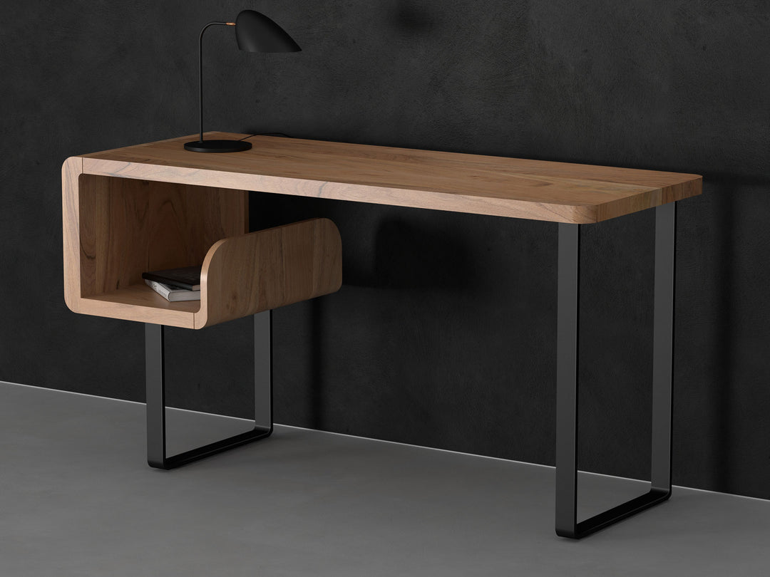 Desk made of solid acacia wood and carbon steel