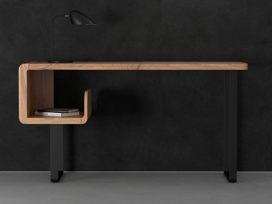 Desk made of solid acacia wood and carbon steel