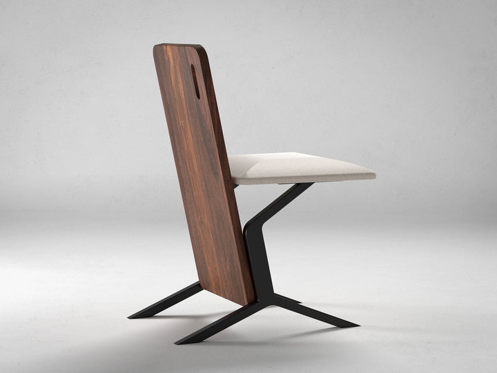 Dining chair, solid sheesham wood and steel