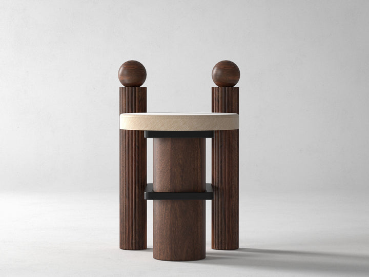 Dining chair, solid sheesham wood and steel