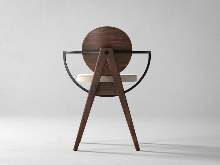 Dining chair, solid sheesham wood and steel