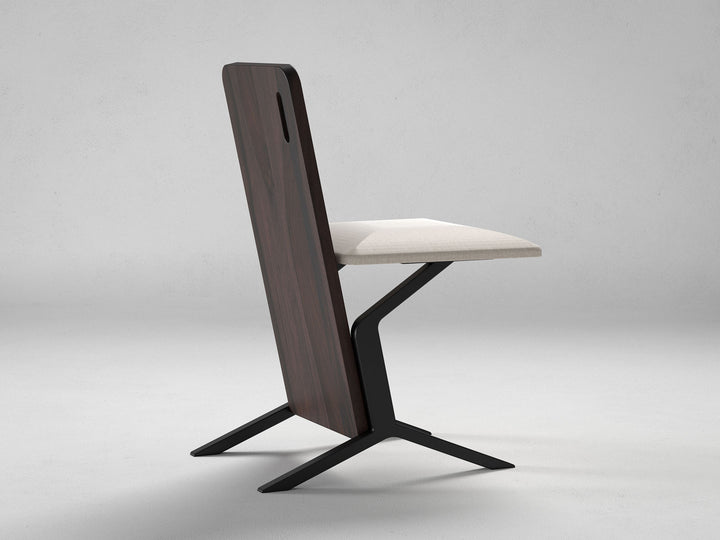 Dining chair, solid sheesham wood and steel