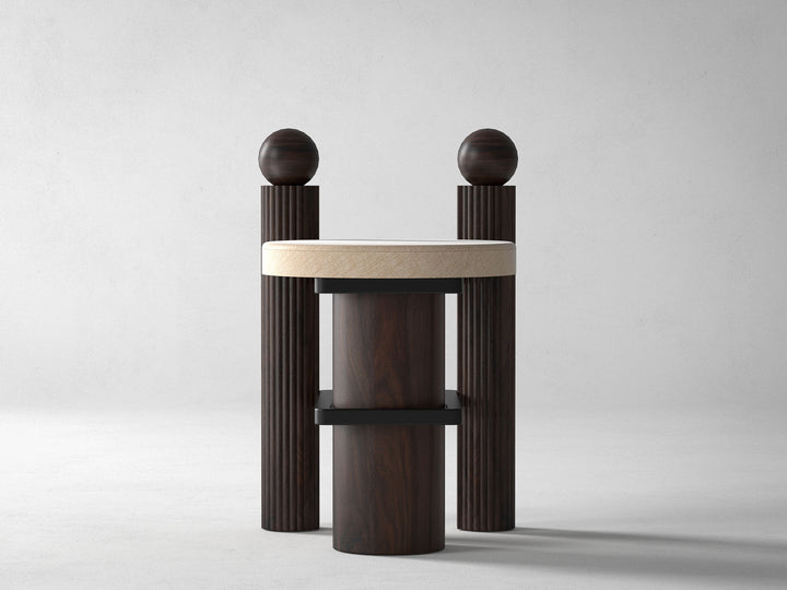 Dining chair, solid sheesham wood and steel