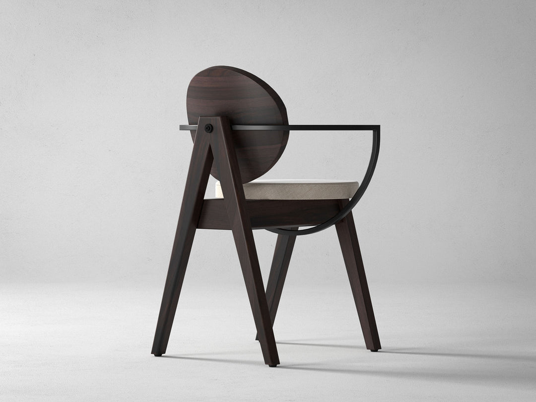 Dining chair, solid sheesham wood and steel