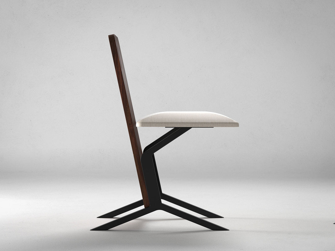 Dining chair, solid sheesham wood and steel