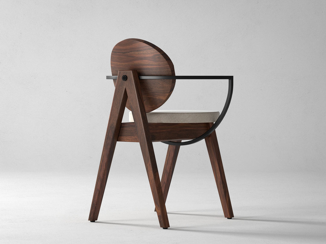 Dining chair, solid sheesham wood and steel