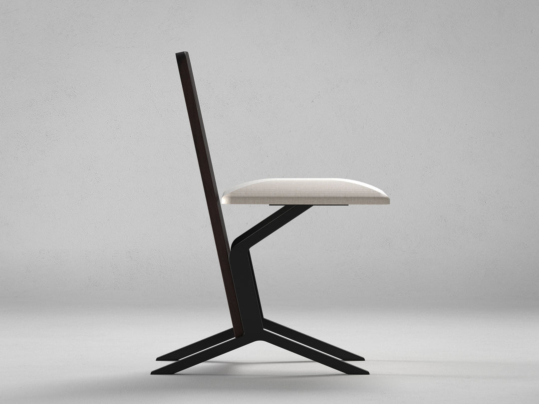 Dining chair, solid sheesham wood and steel