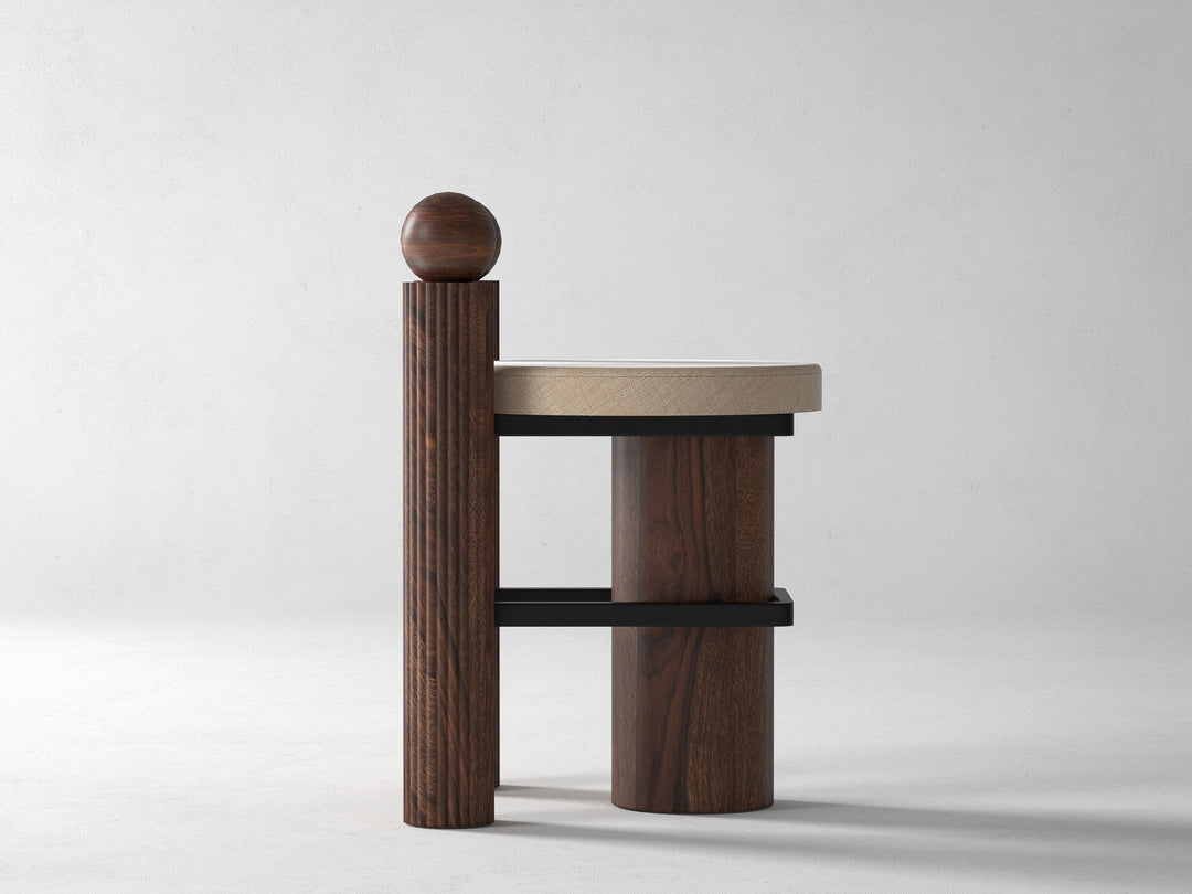 Dining chair, solid sheesham wood and steel