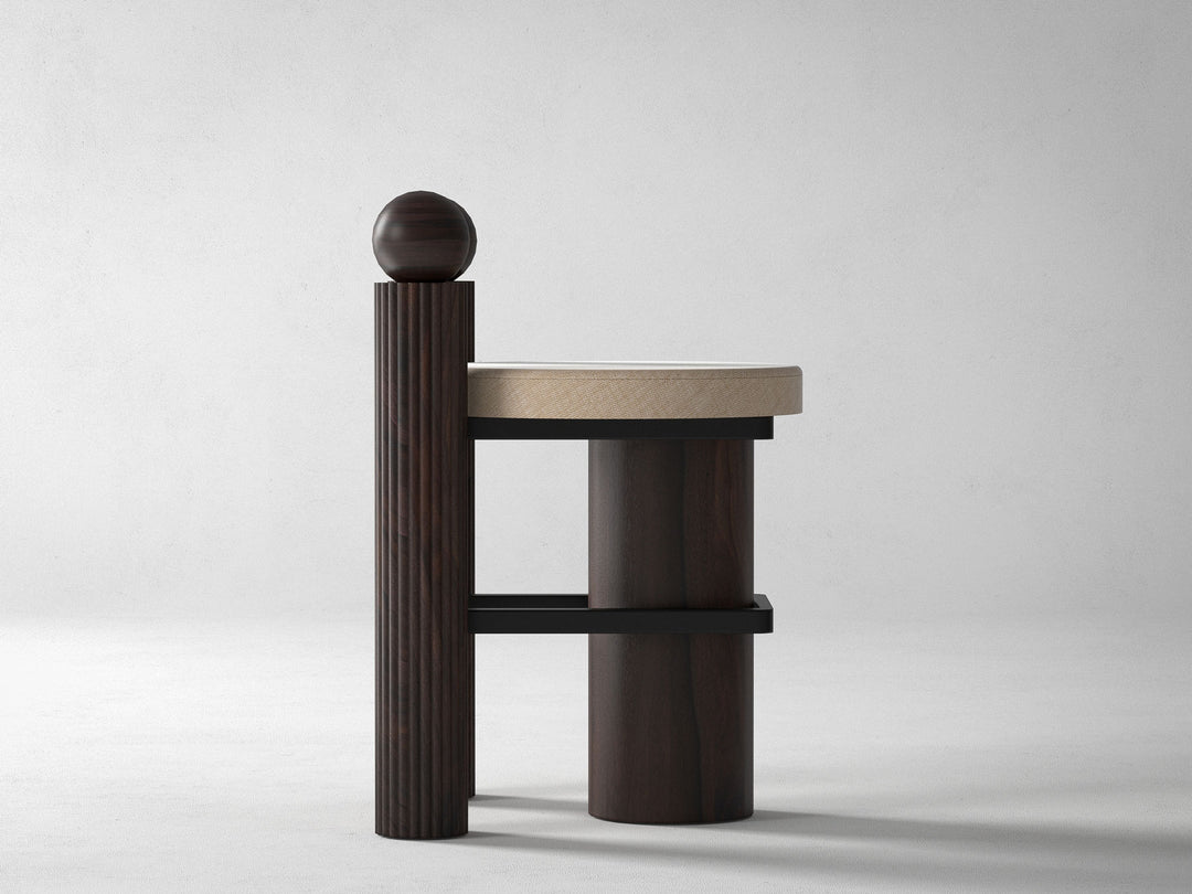 Dining chair, solid sheesham wood and steel