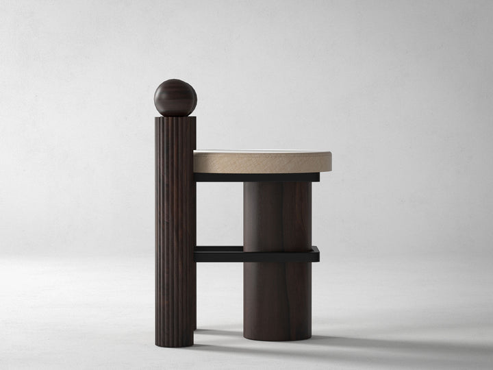 Dining chair, solid sheesham wood and steel