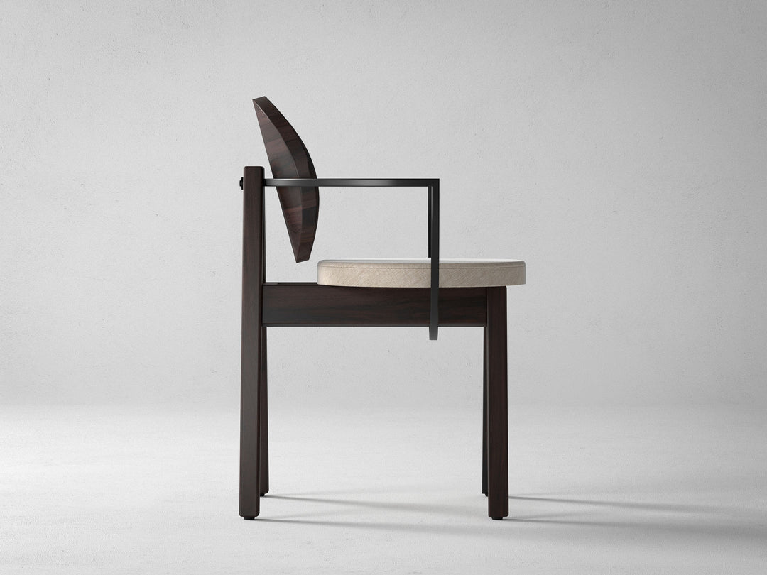 Dining chair, solid sheesham wood and steel