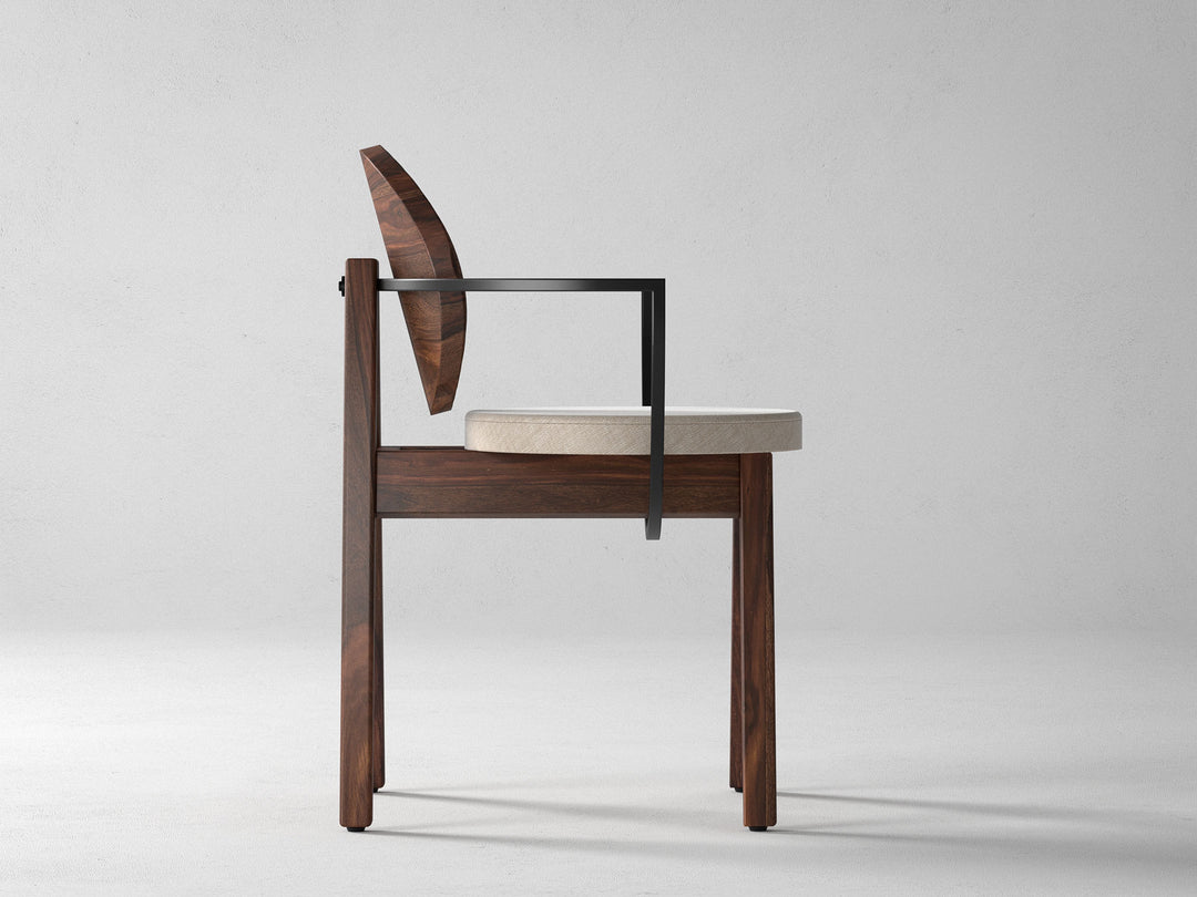 Dining chair, solid sheesham wood and steel