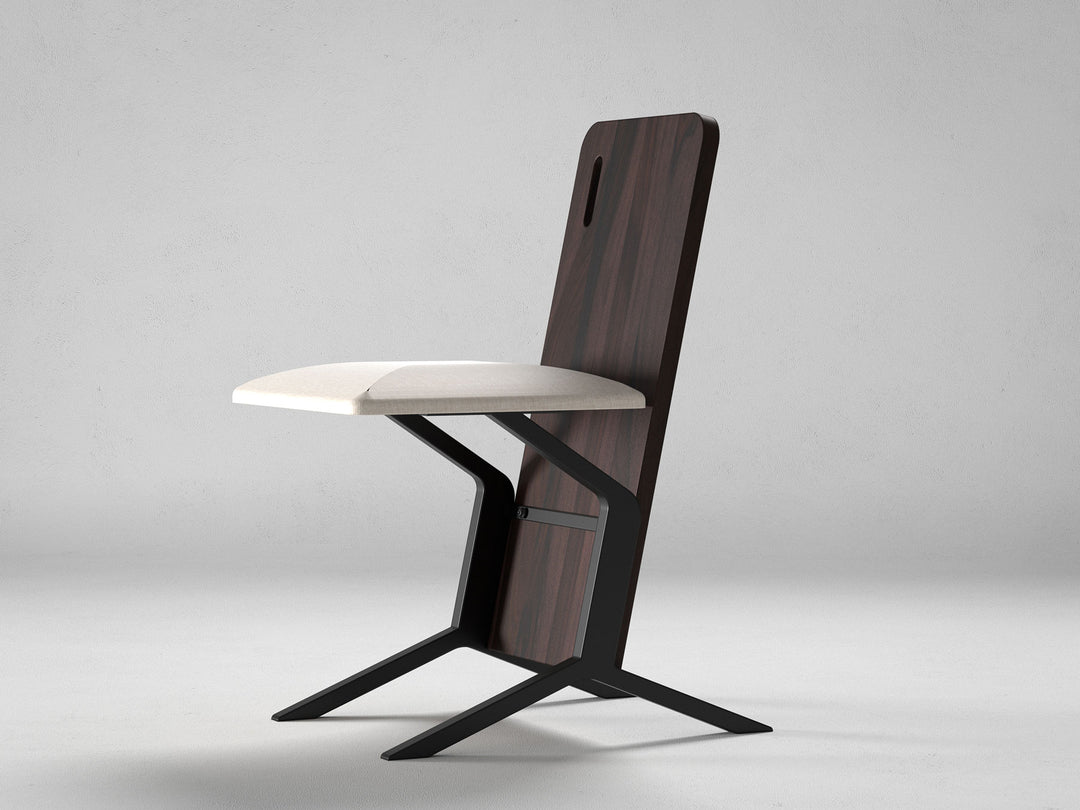 Dining chair, solid sheesham wood and steel