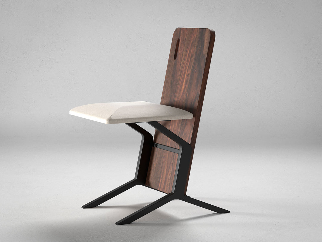 Dining chair, solid sheesham wood and steel