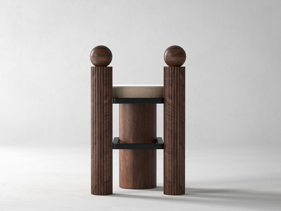 Dining chair, solid sheesham wood and steel