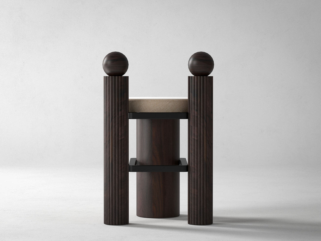 Dining chair, solid sheesham wood and steel