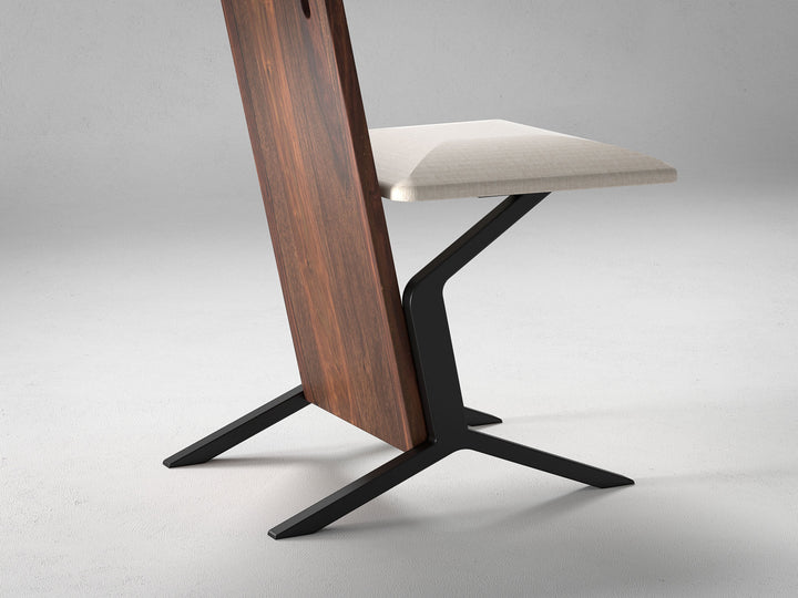 Dining chair, solid sheesham wood and steel