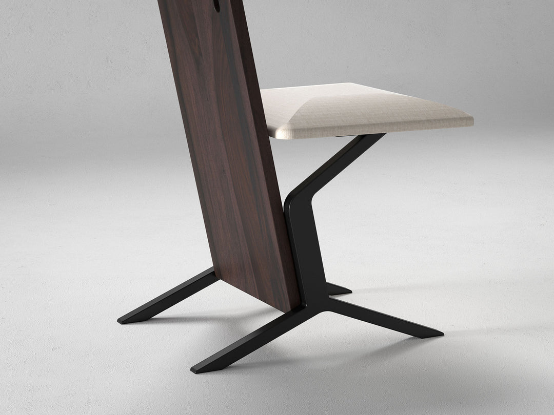 Dining chair, solid sheesham wood and steel