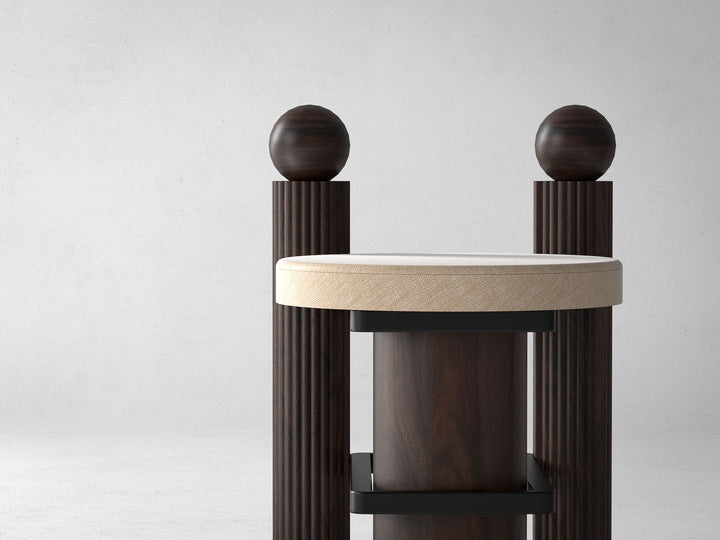 Dining chair, solid sheesham wood and steel