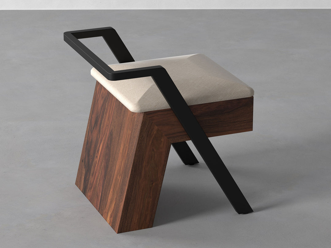 Dining chair, solid sheesham wood and steel