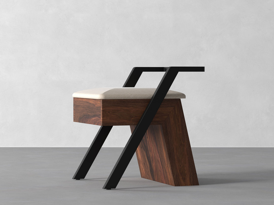 Dining chair, solid sheesham wood and steel