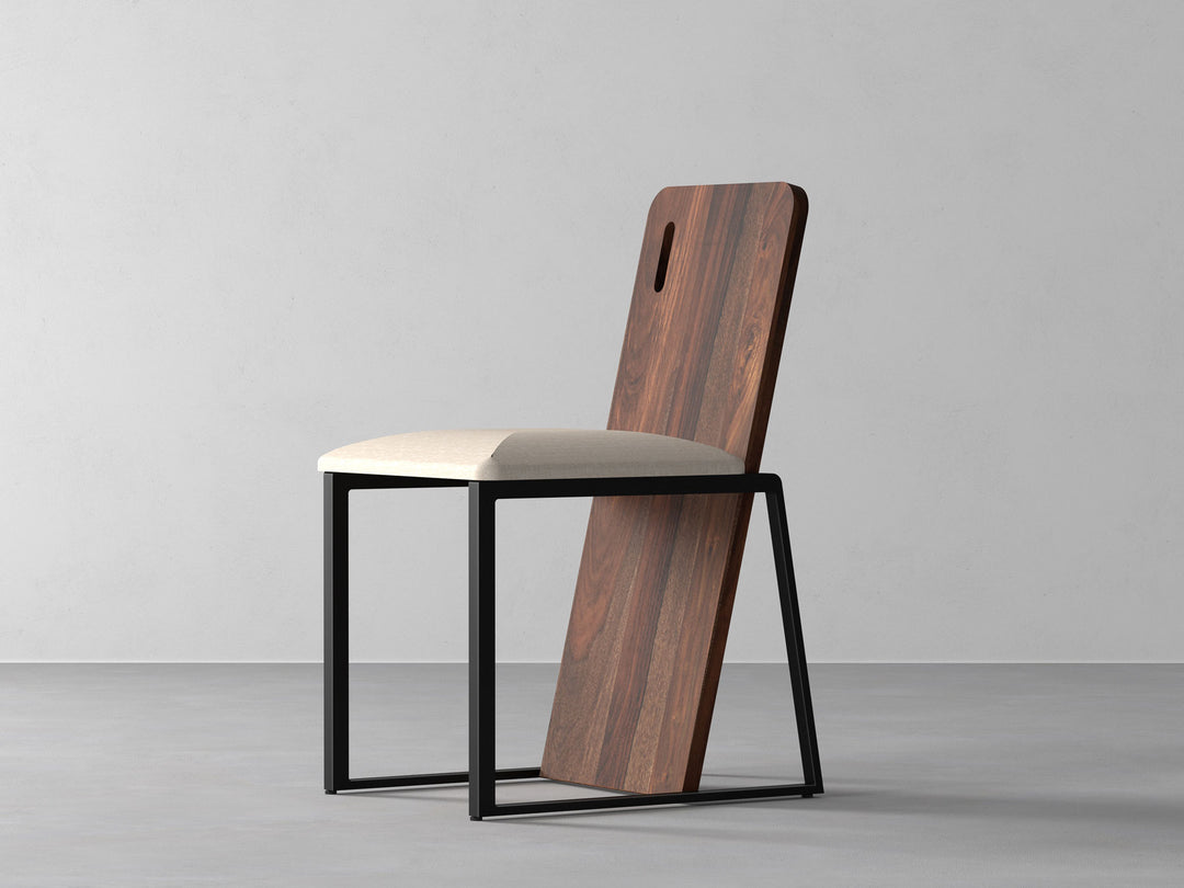 Dining chair made of solid sheesham wood and carbon steel