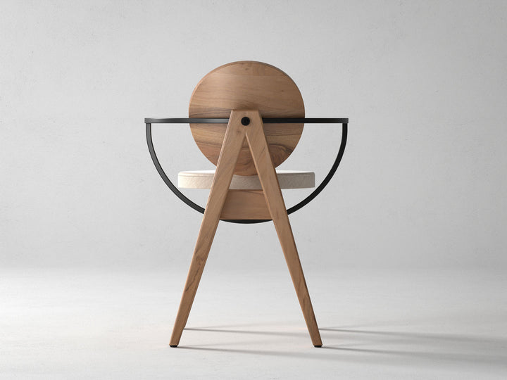 Dining chair, solid acacia wood and steel