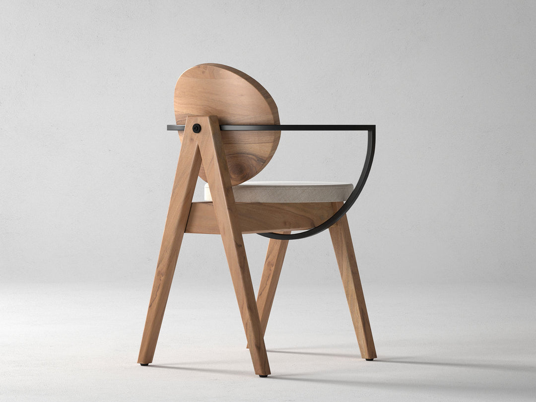 Dining chair, solid acacia wood and steel