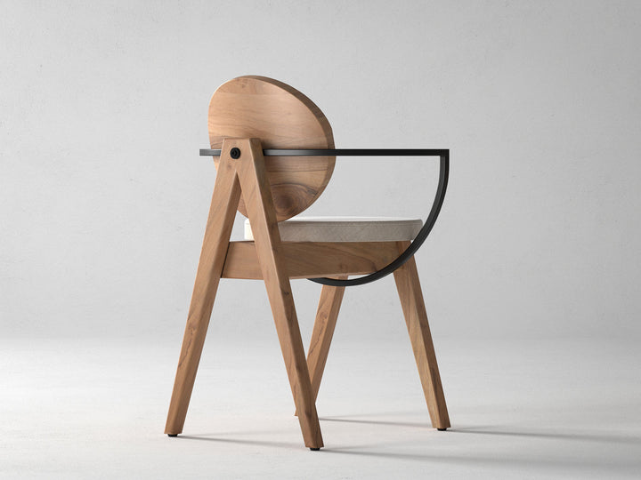 Dining chair, solid acacia wood and steel