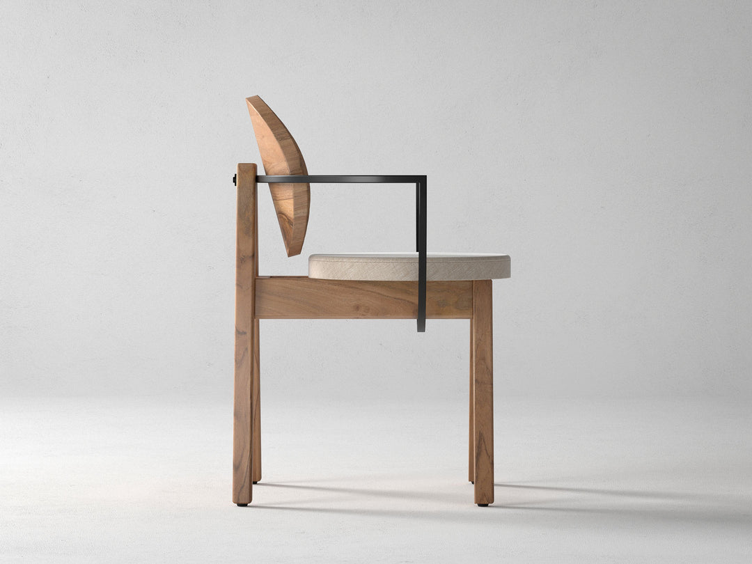 Dining chair, solid acacia wood and steel