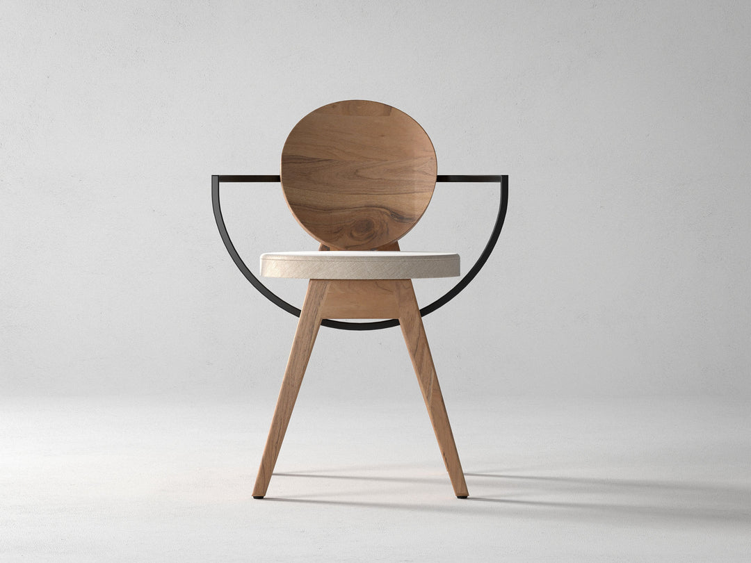 Dining chair, solid acacia wood and steel