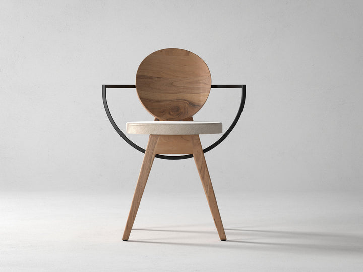 Dining chair, solid acacia wood and steel