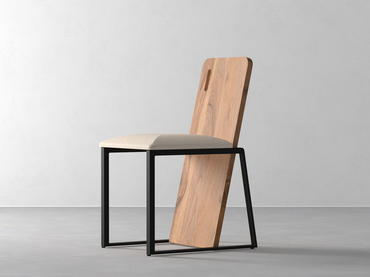 Dining chair made of solid acacia wood and carbon steel