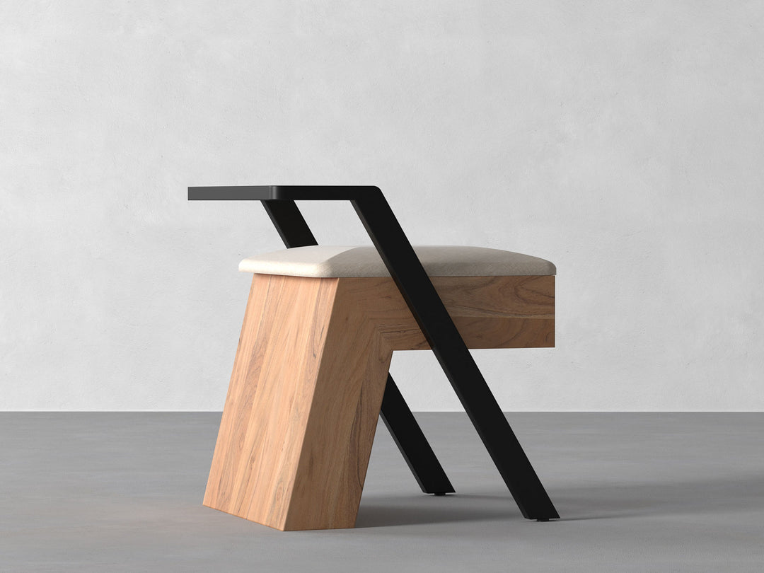 Dining chair, solid acacia wood and steel